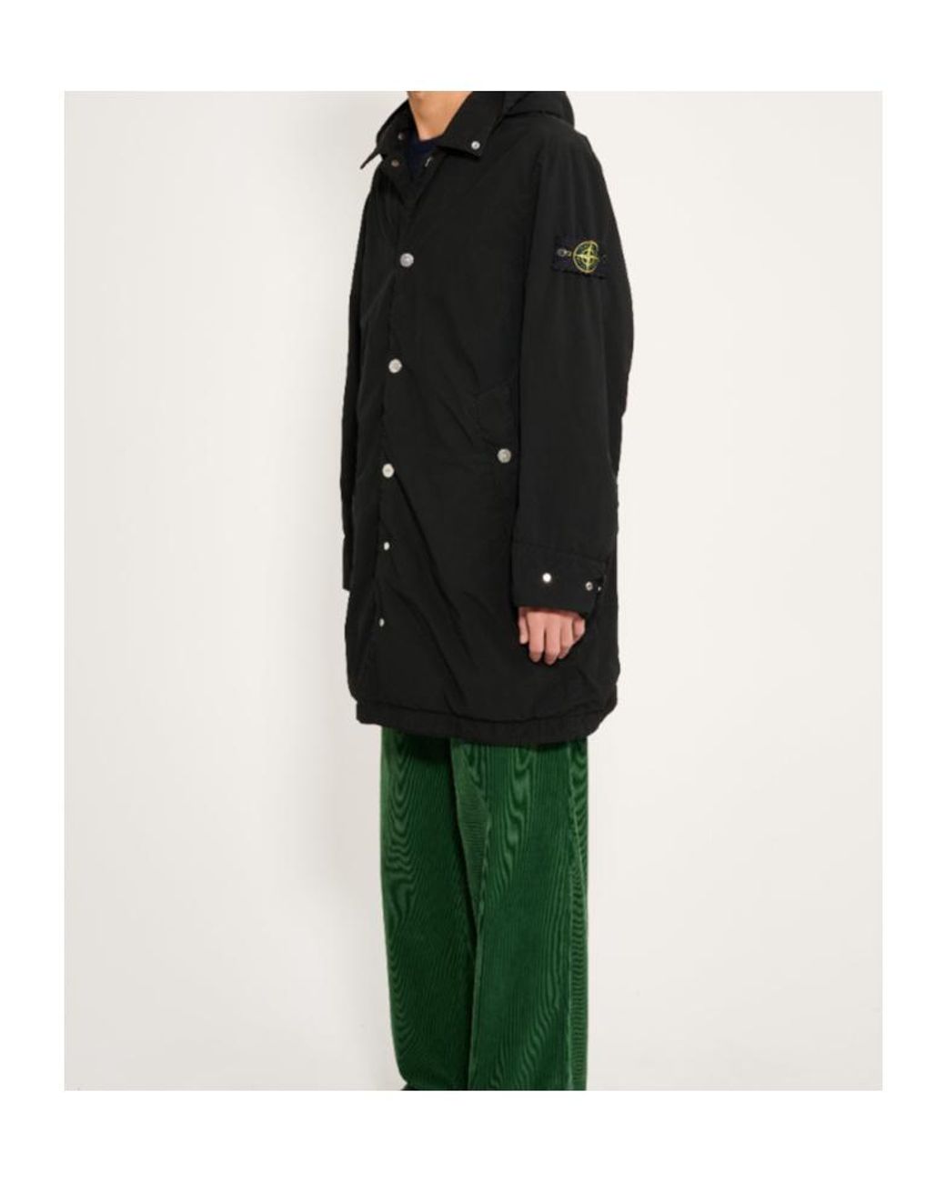 Stone Island Black Long Hooded Parka for men