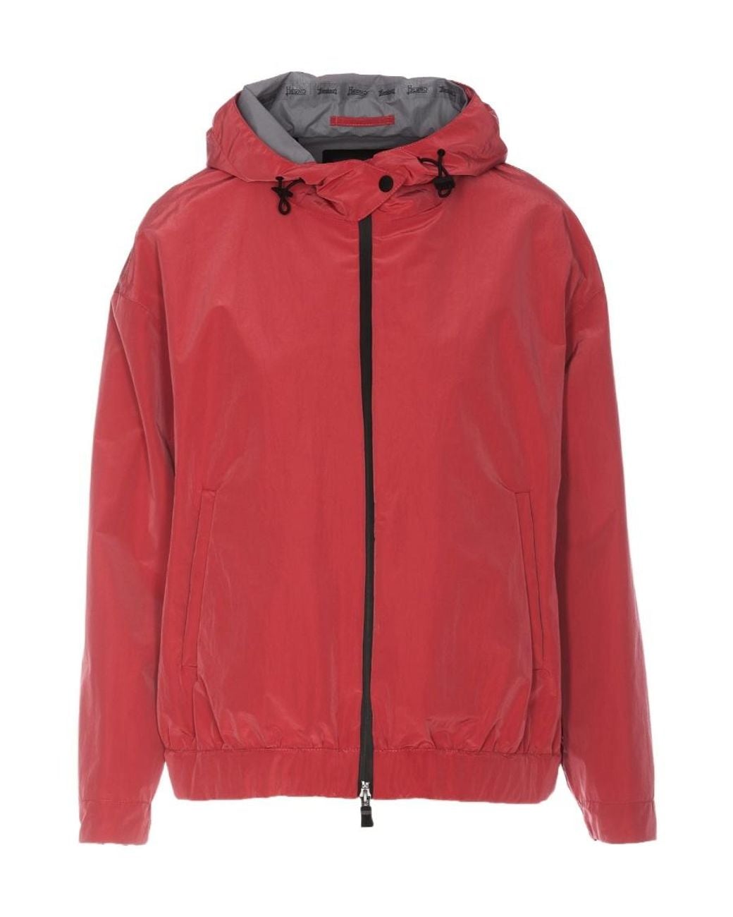 Herno Red Zip-Up Hooded Jacket