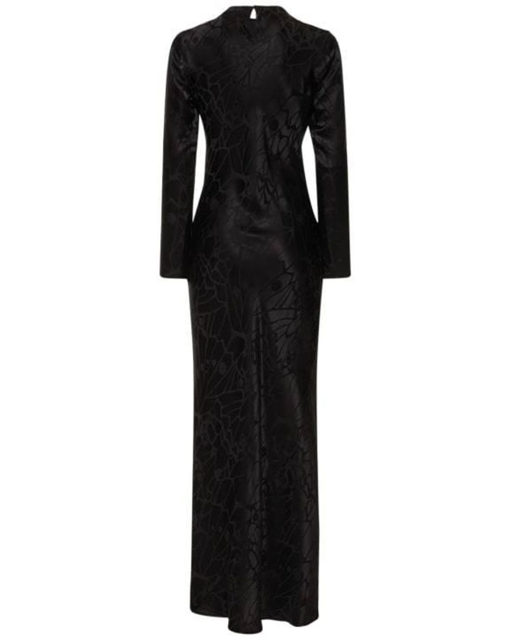 Anine Bing Black Freja Silk Jacquard Long Dress
