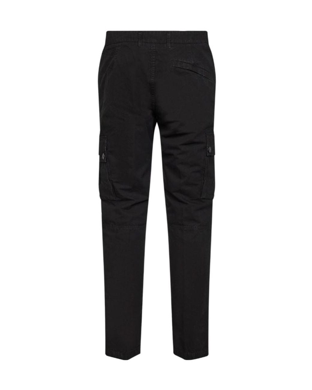 Stone Island Black Logo Patch Tapered Leg Trousers for men