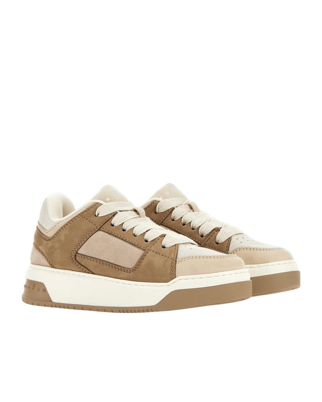 Hogan Natural Round-Toe Lace-Up Sneakers