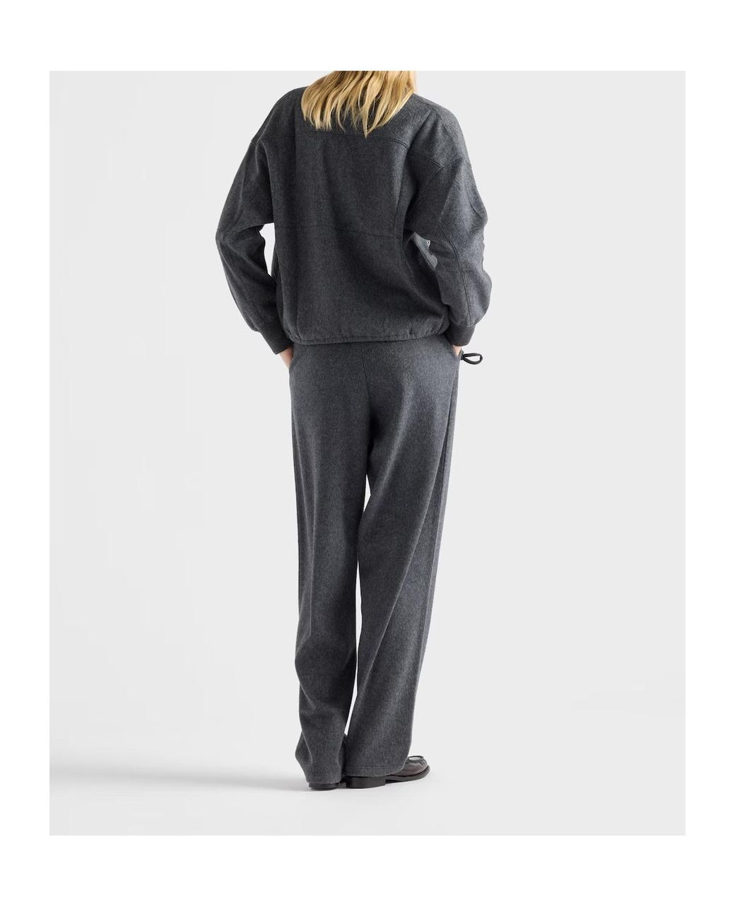 Prada Gray Triangle-Patch Zipped Cardigan