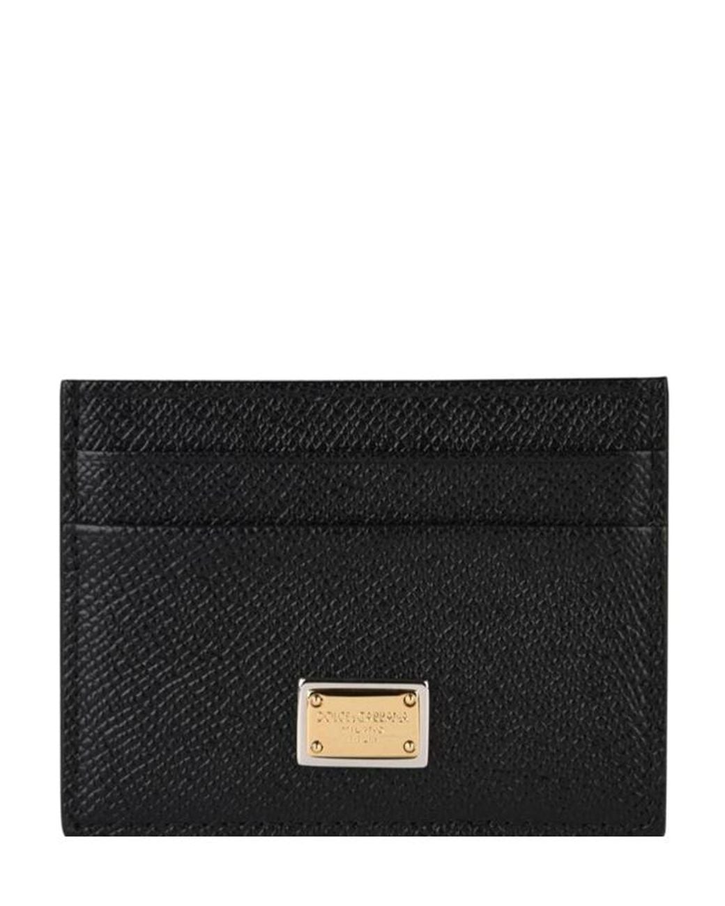 Dolce & Gabbana Black Leather Logo Plated Card Holder