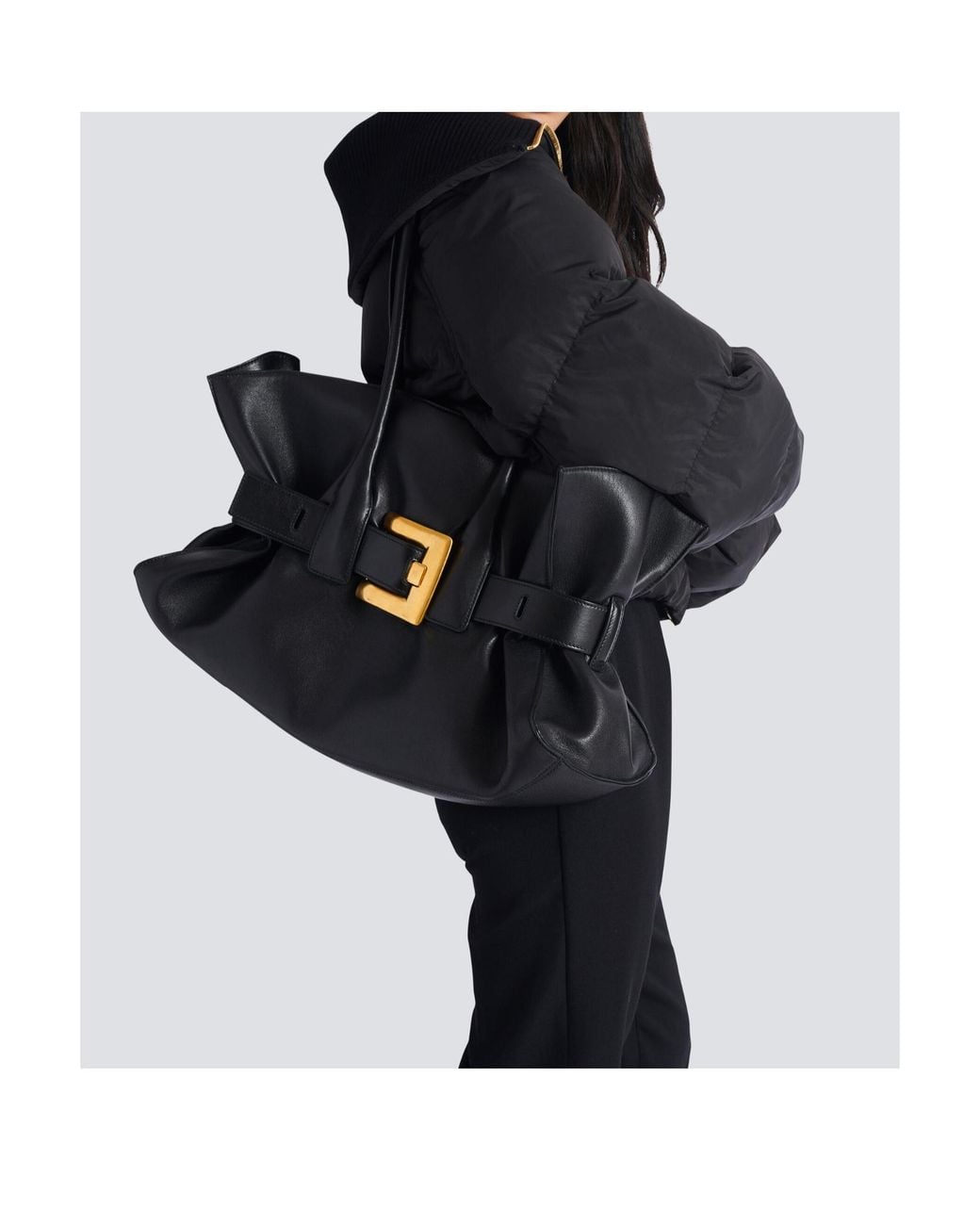 Balmain Black Large Calfskin Anthem Bag