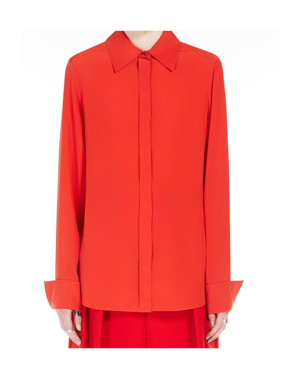 Sportmax Red Gemona Long-Sleeved Crepe Shirt