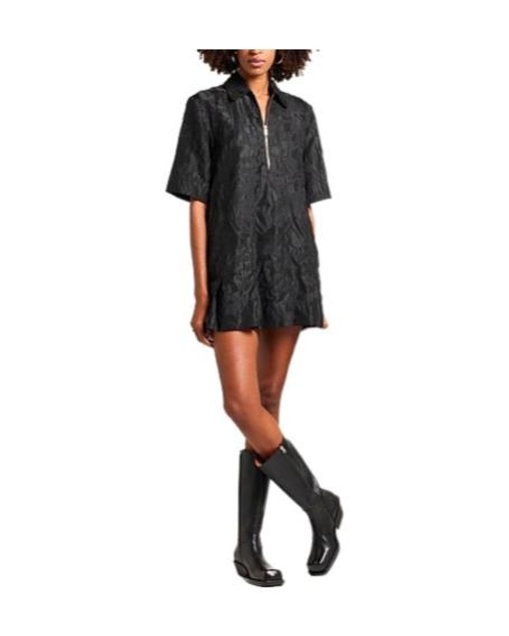 Ganni Black Satin Dress