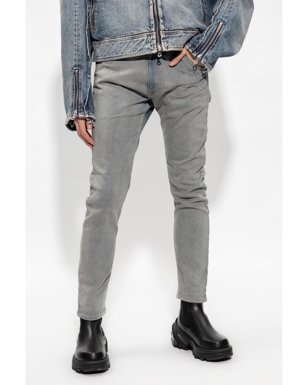 DIESEL Gray Krooley Drawstring Tapered Jogging Jeans for men