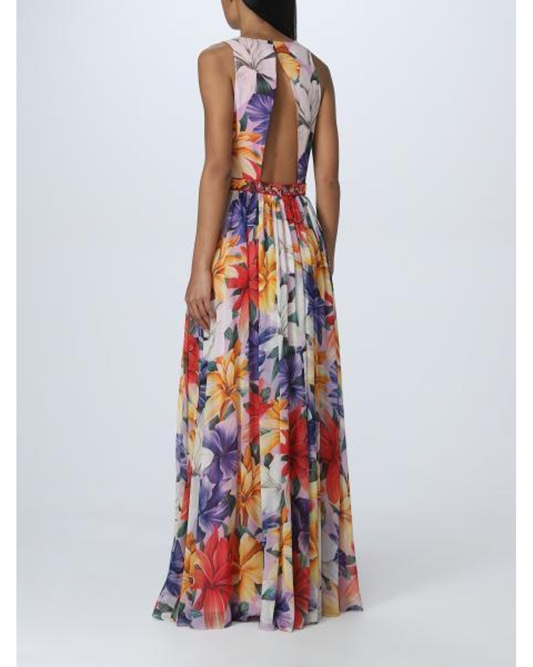 Etro Red Floral-Print Silk Dress