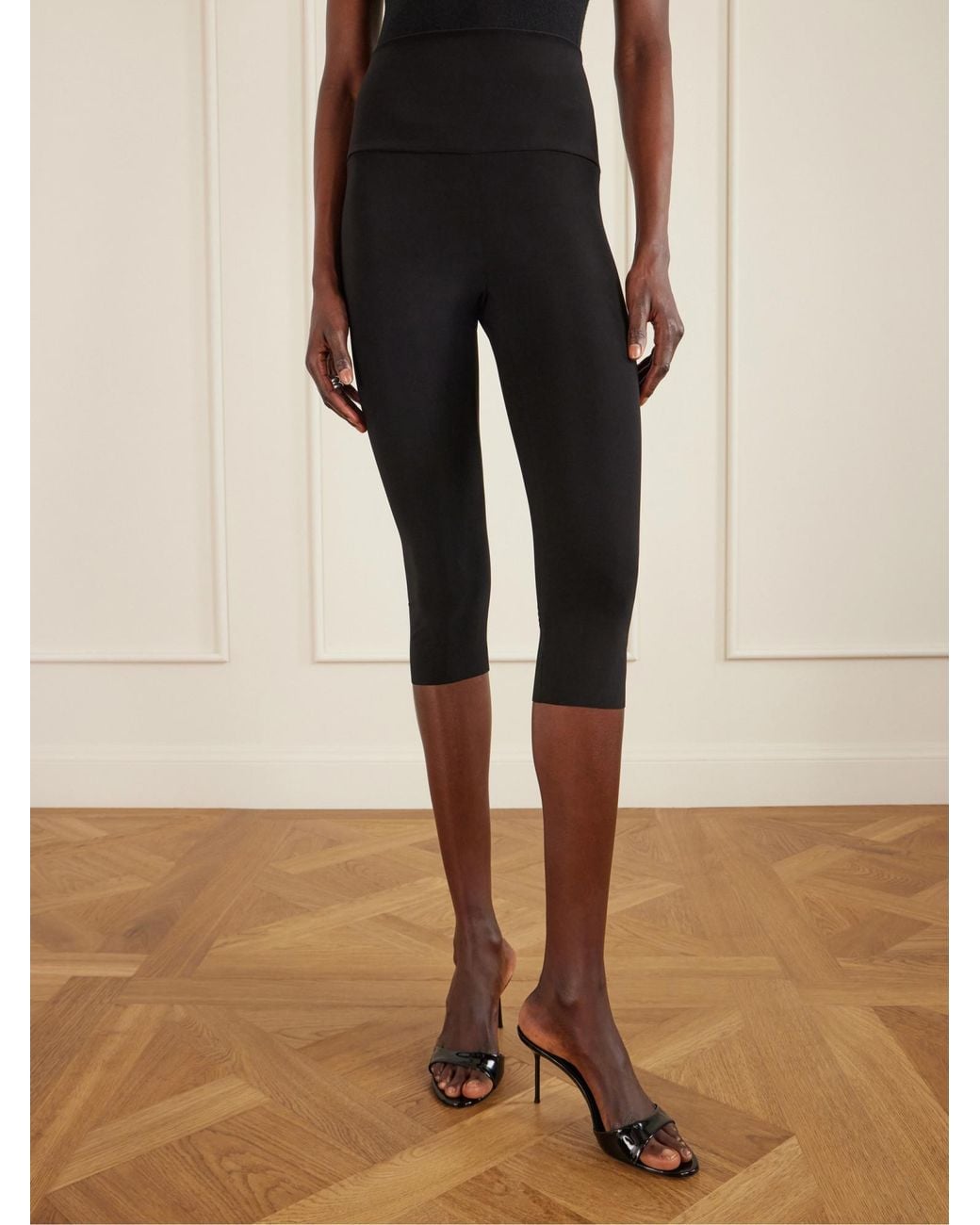 Norma Kamali Black Pedal Pusher Cropped Stretch-Jersey Leggings