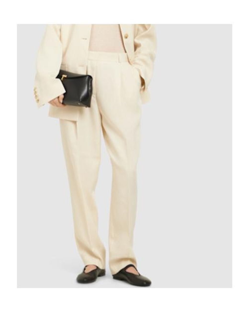Totême Natural Pleated Viscose Poly Straight Pants