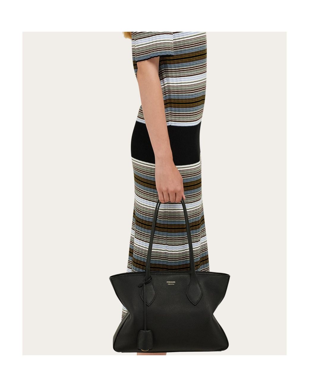 Ferragamo Black Ferragamo Logo Stamp Tote Bag