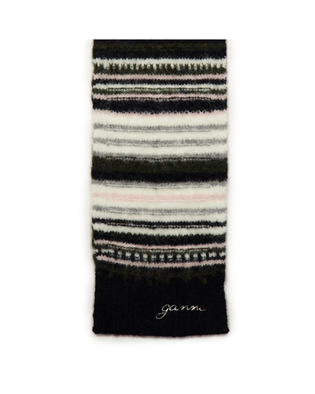 Ganni White Striped Medium-Thickness Scarf