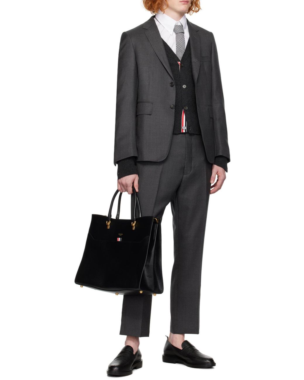 Thom Browne Natural 4-Bar Stripe Cardigan for men