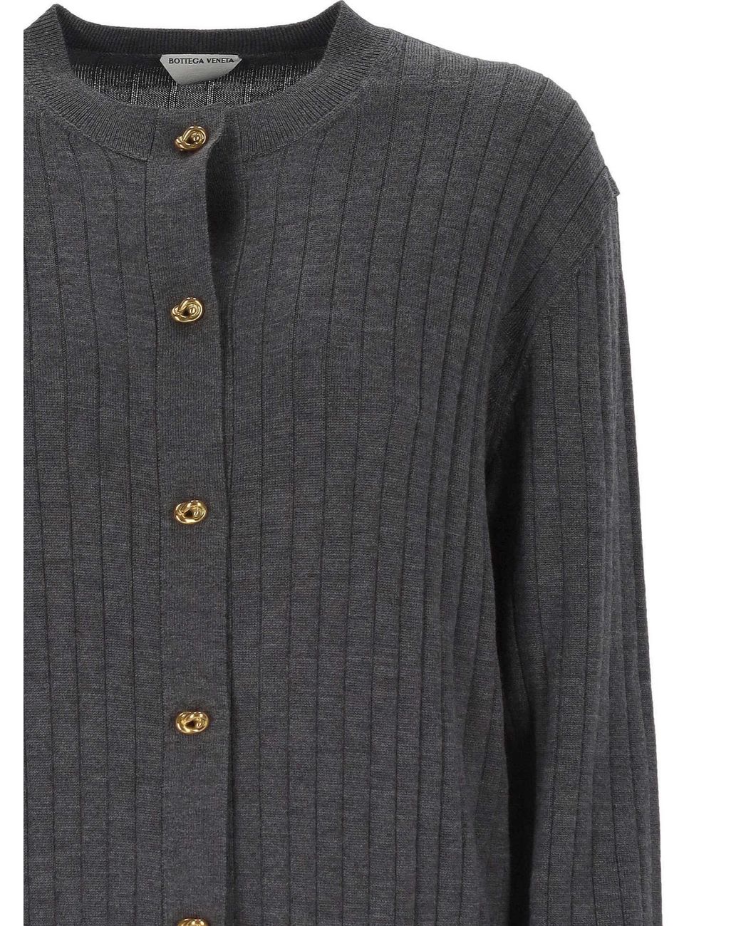 Bottega Veneta Gray Ribbed Cardigan