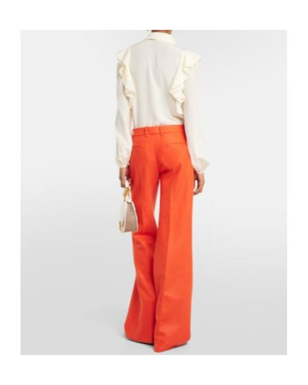 Chloé Orange Felted Wool And Cashmere Jersey Flared Pants