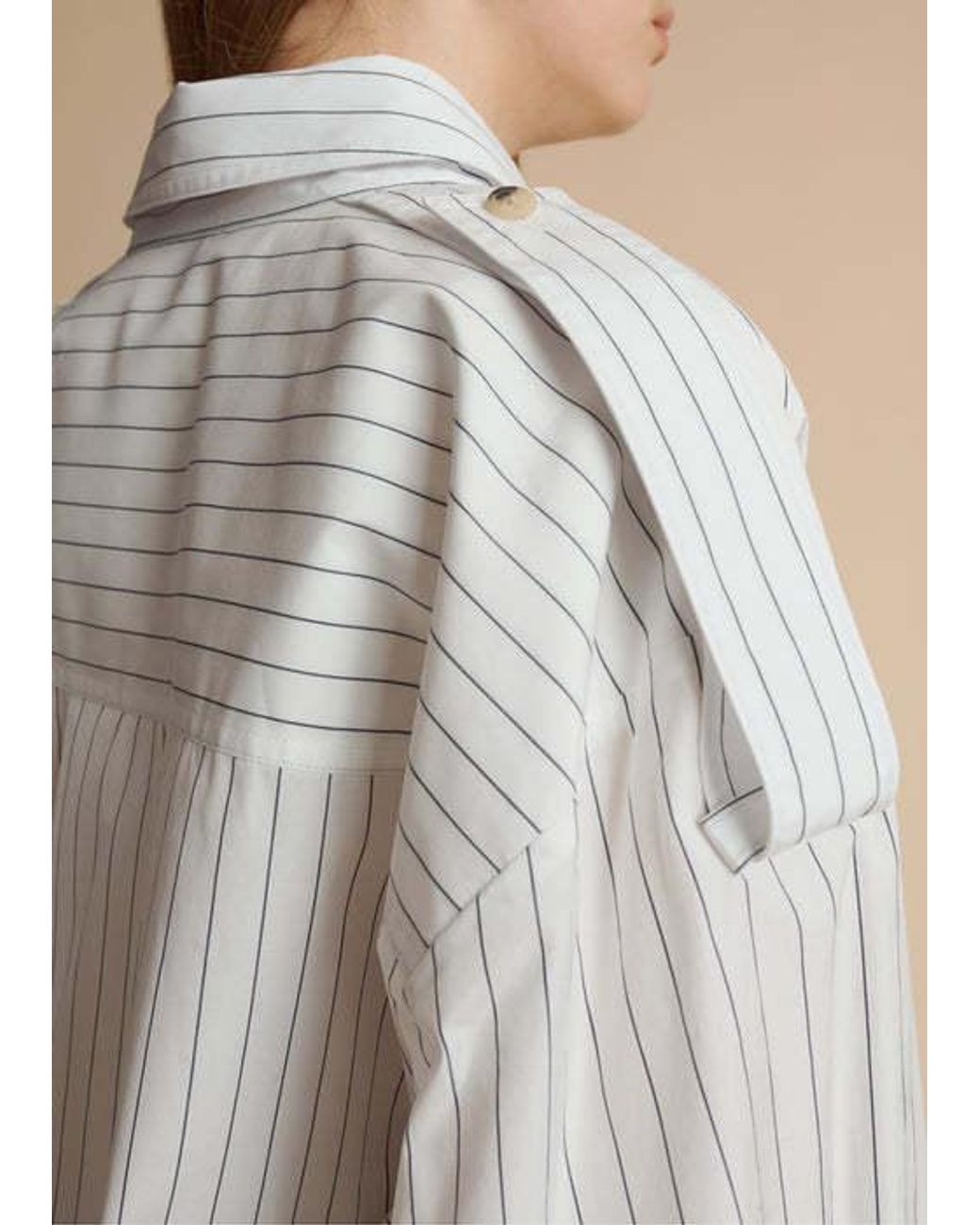 Khaite White The Tamal Striped Button-Up Shirt