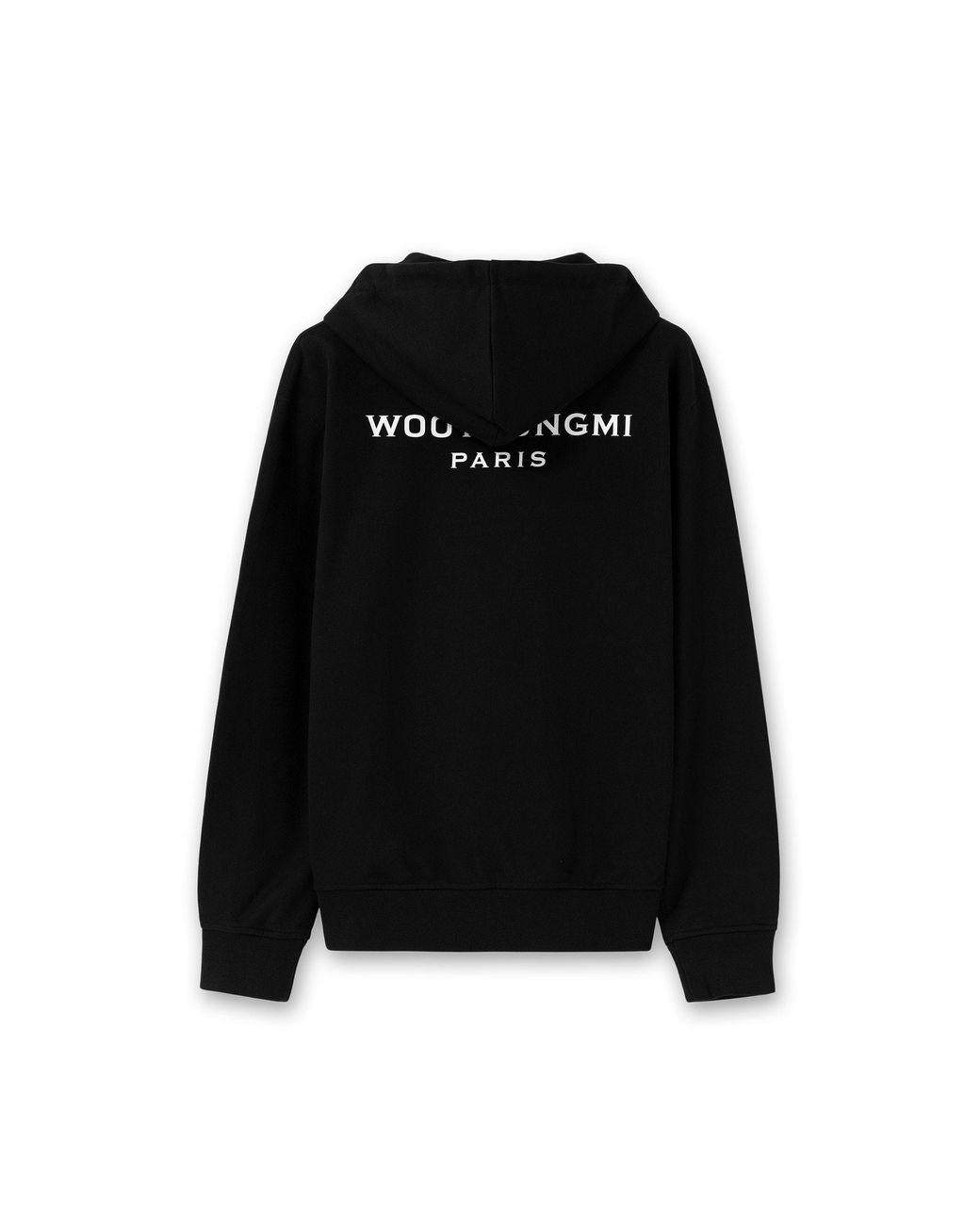 Wooyoungmi Black Drawstring Hood Logo Sweatshirt for men
