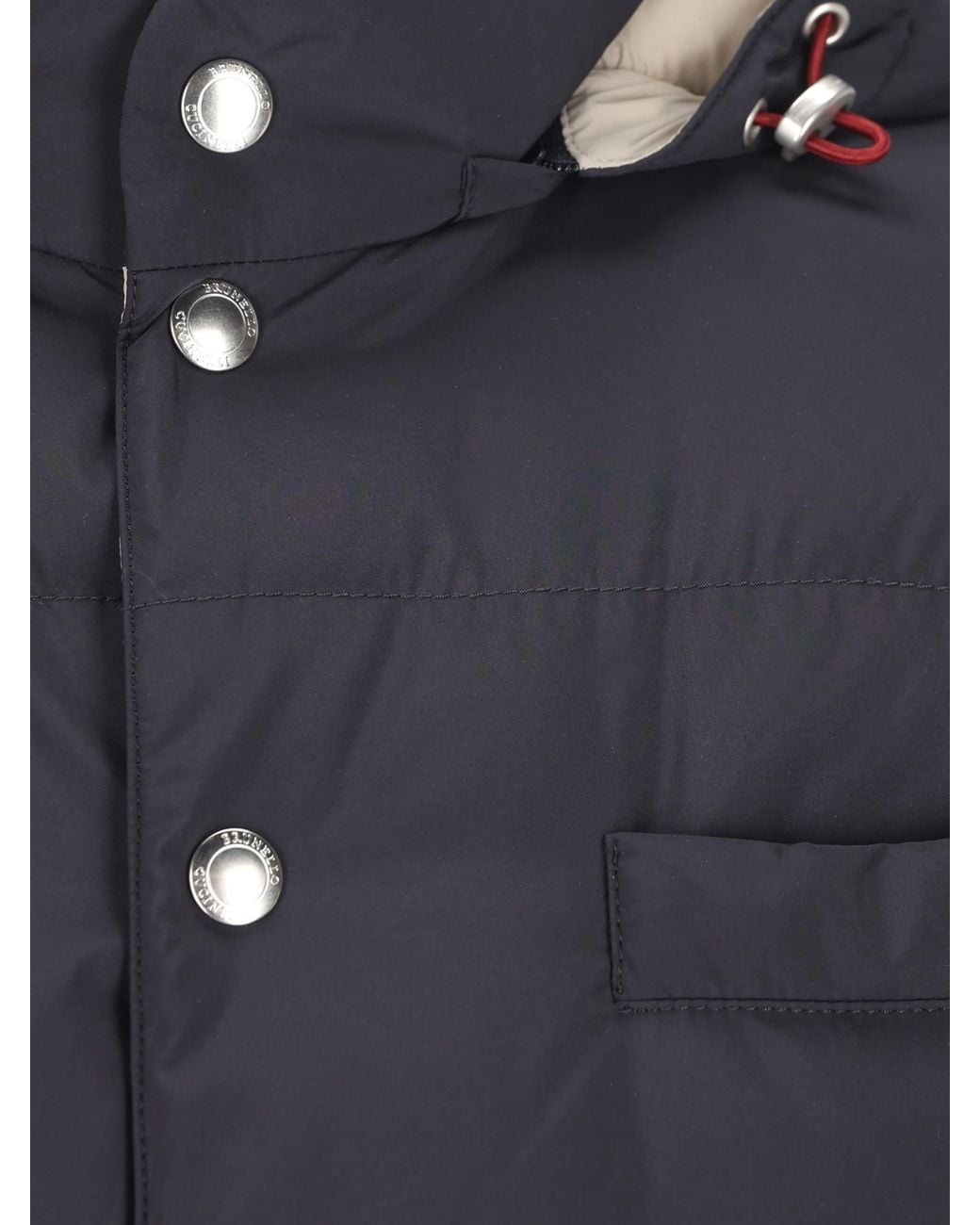 Brunello Cucinelli Blue Hooded Down Gilet for men