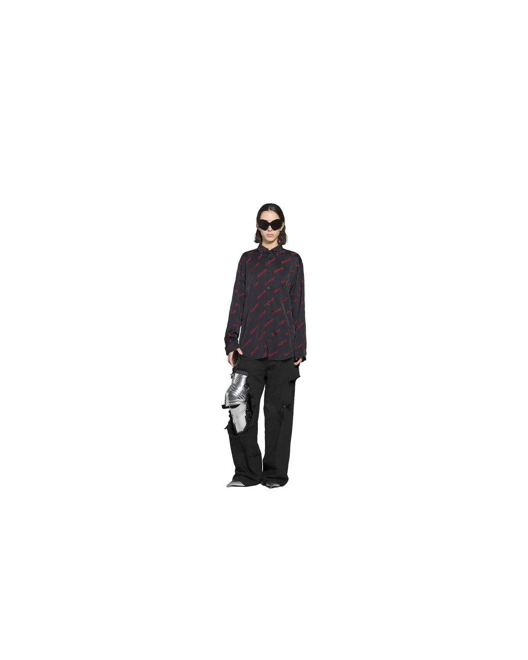 Balenciaga Blue Logo Jacquard Large Fit Shirt