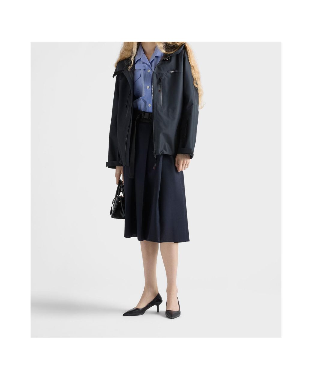 Prada Blue Zip-Up Hooded Jacket