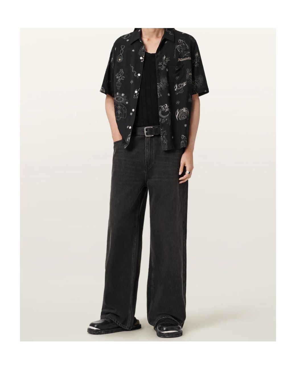 AllSaints Black Printed Terra Shirt for men