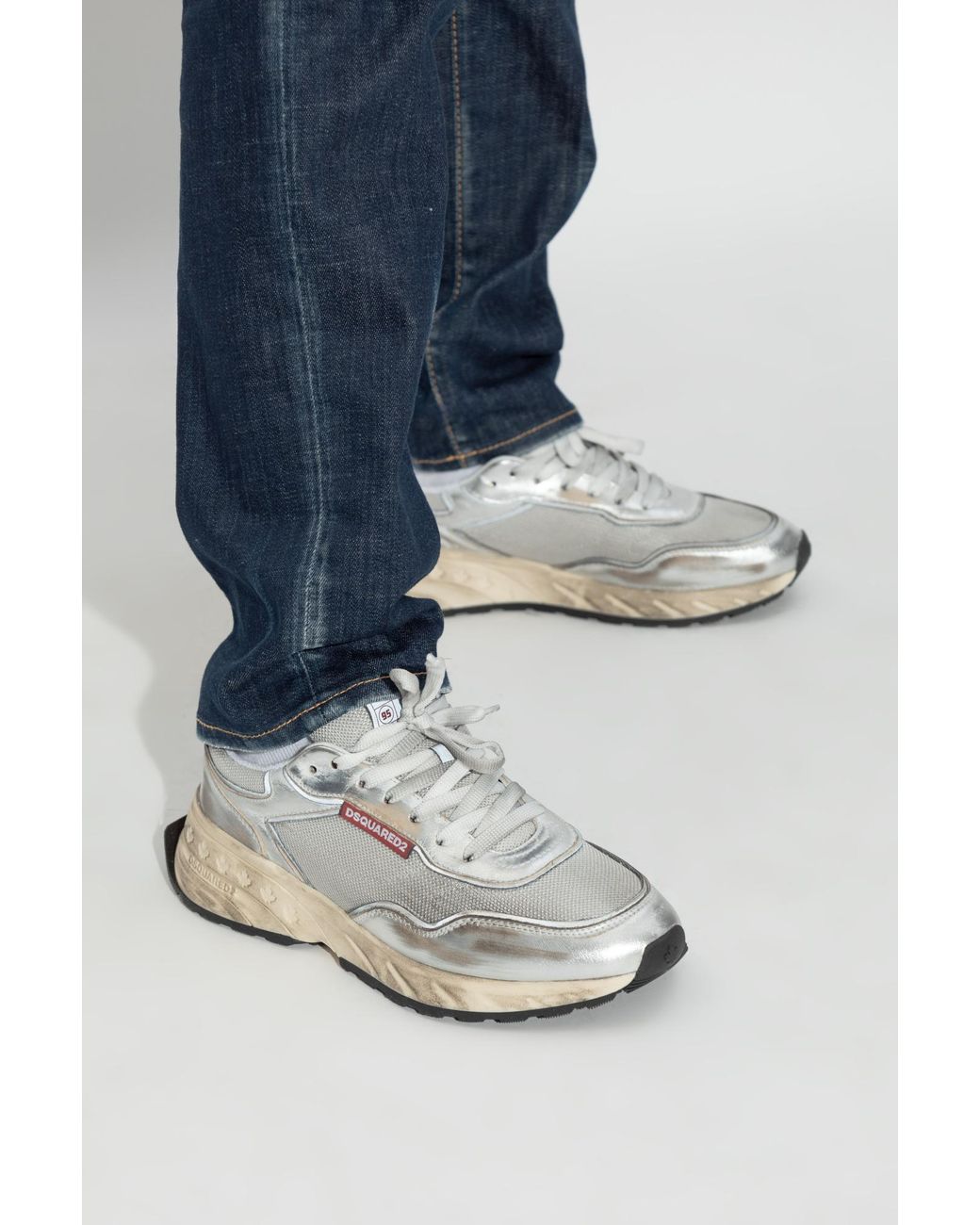 DSquared² White Distressed Low-Top Sneakers