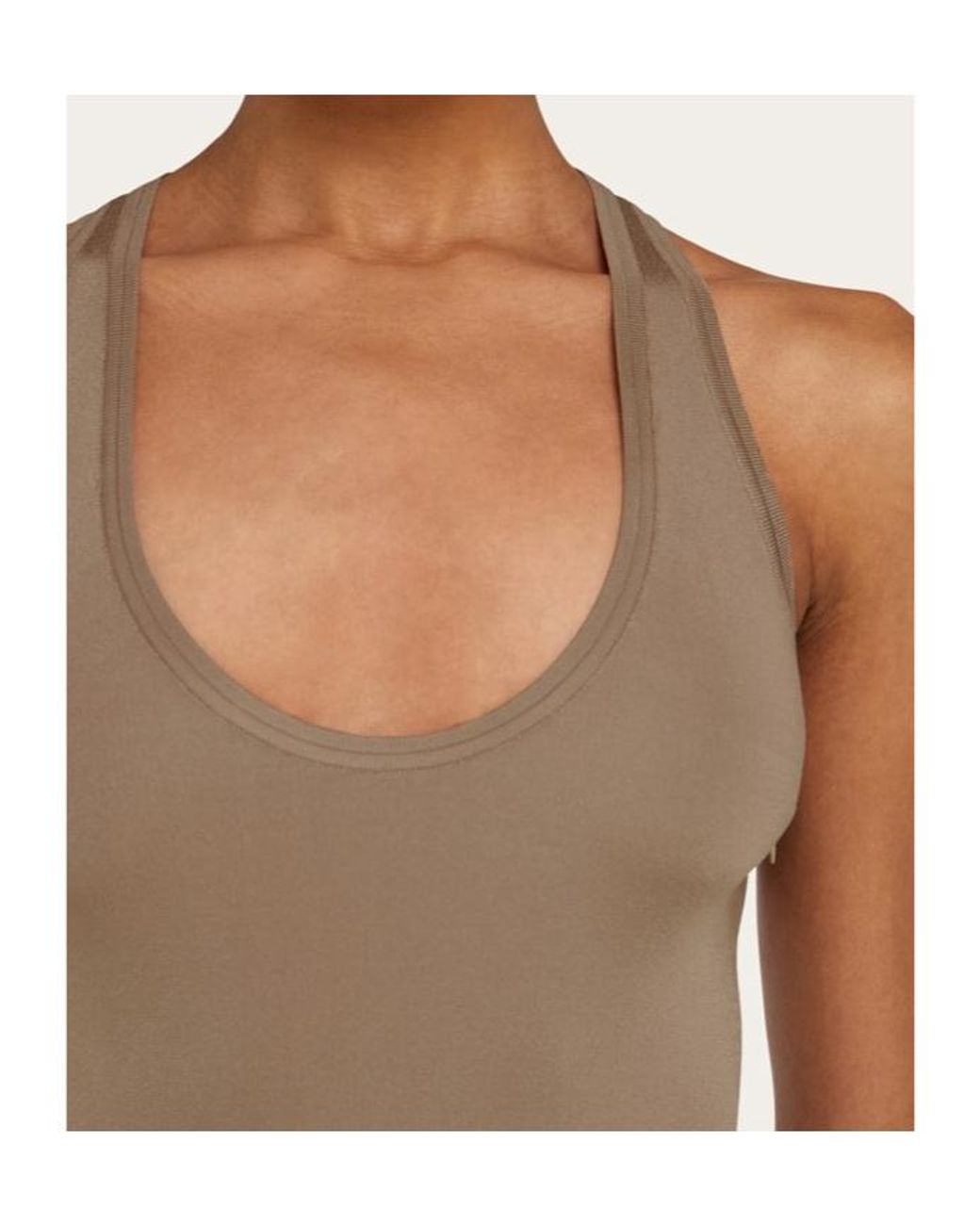 Ferragamo Brown Ferragamo Sleek Racerback Knitted Bodysuit