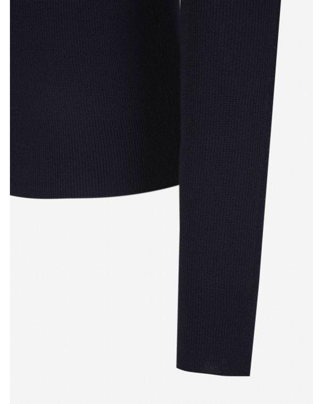 Balmain Blue Button-Details Merino-Wool Jumper for men