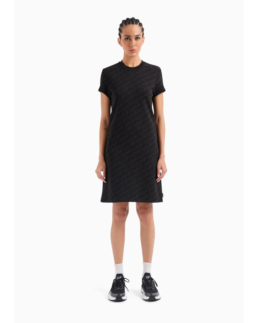EA7 Black Short-Sleeved Dress