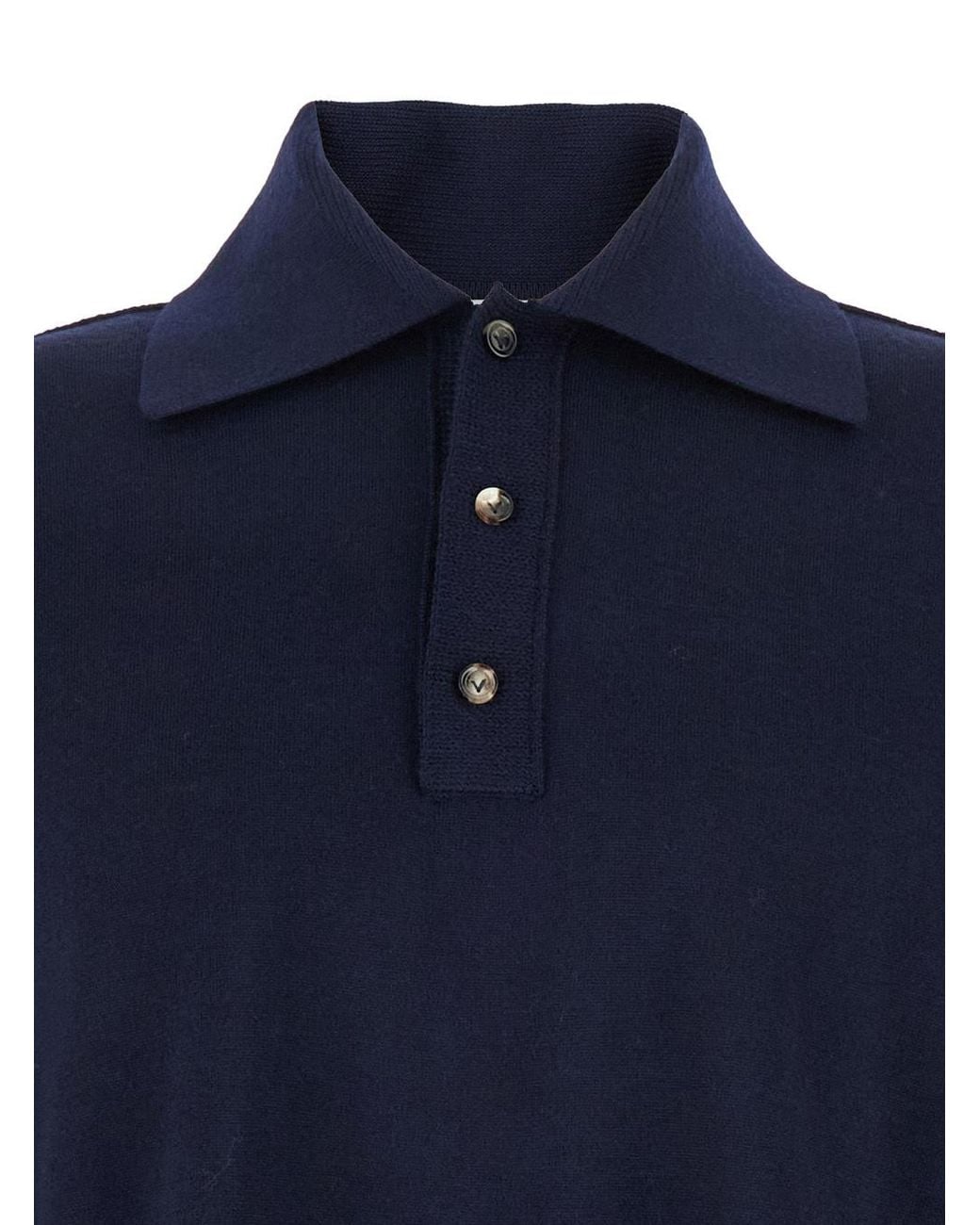 Bottega Veneta Blue Polo Shirt With Classic Collar And Front Button Closure for men