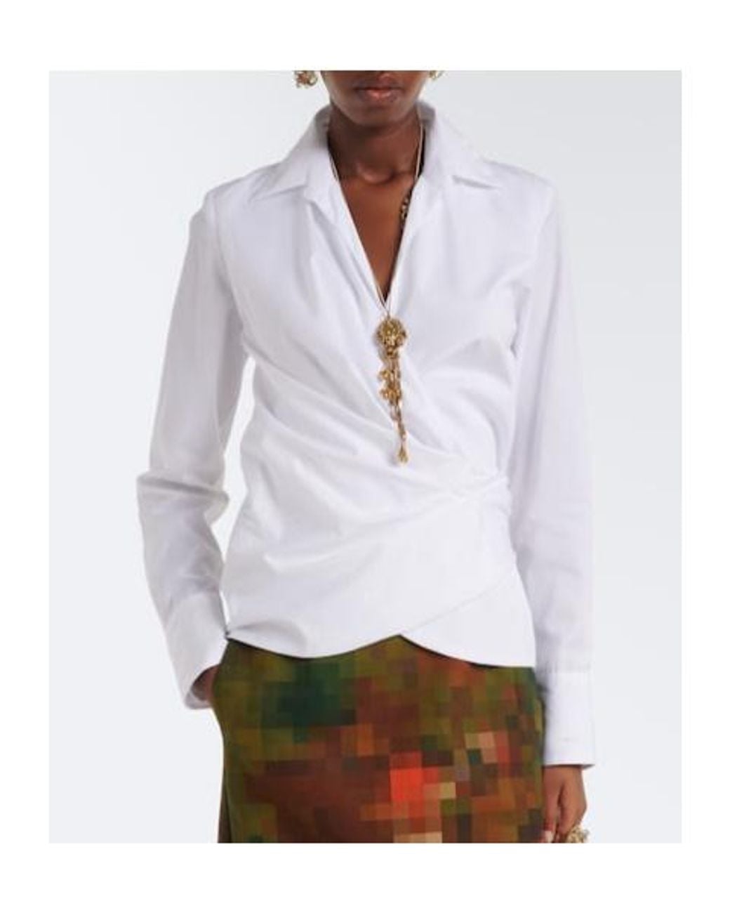 Dries Van Noten White Cotton Poplin Wrap Shirt