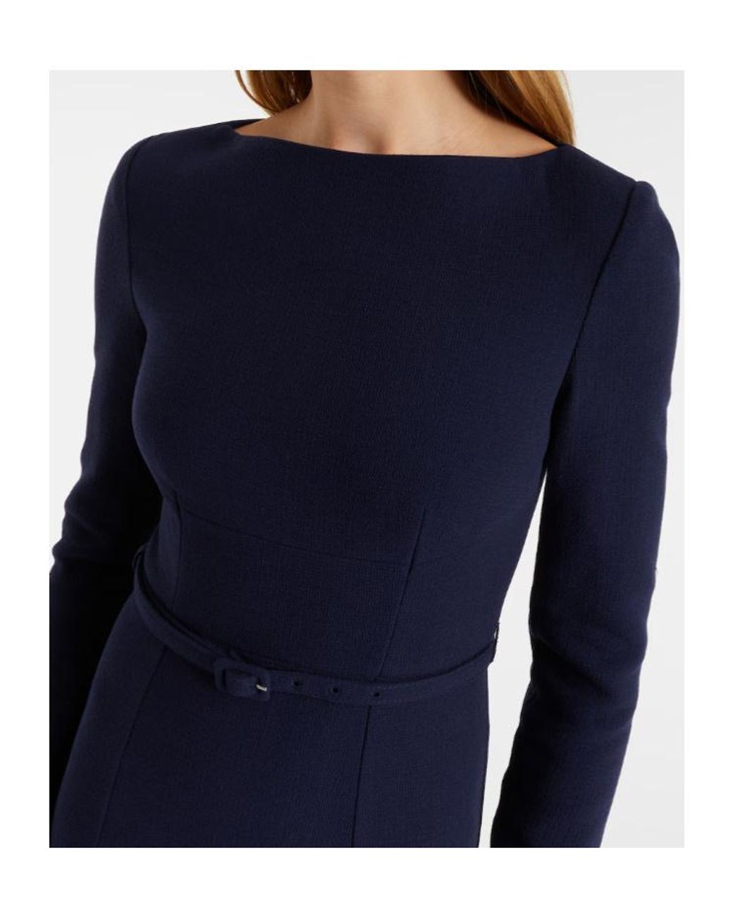 Roland Mouret Blue Belted Wool Crêpe Midi Dress
