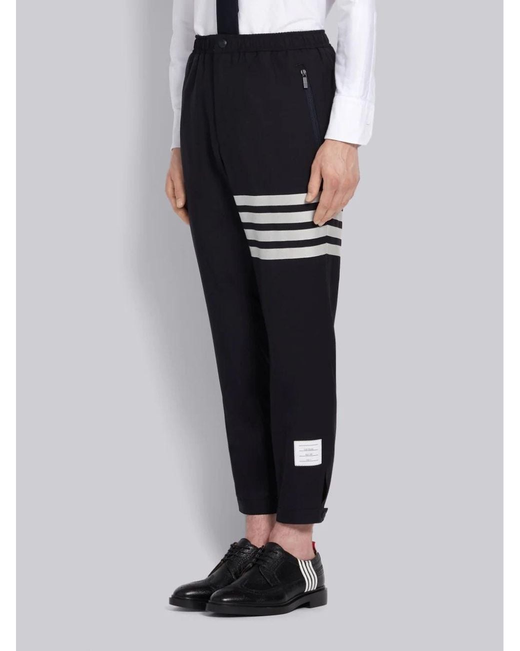 Thom Browne Black Plain Weave Suiting Track Pants for men