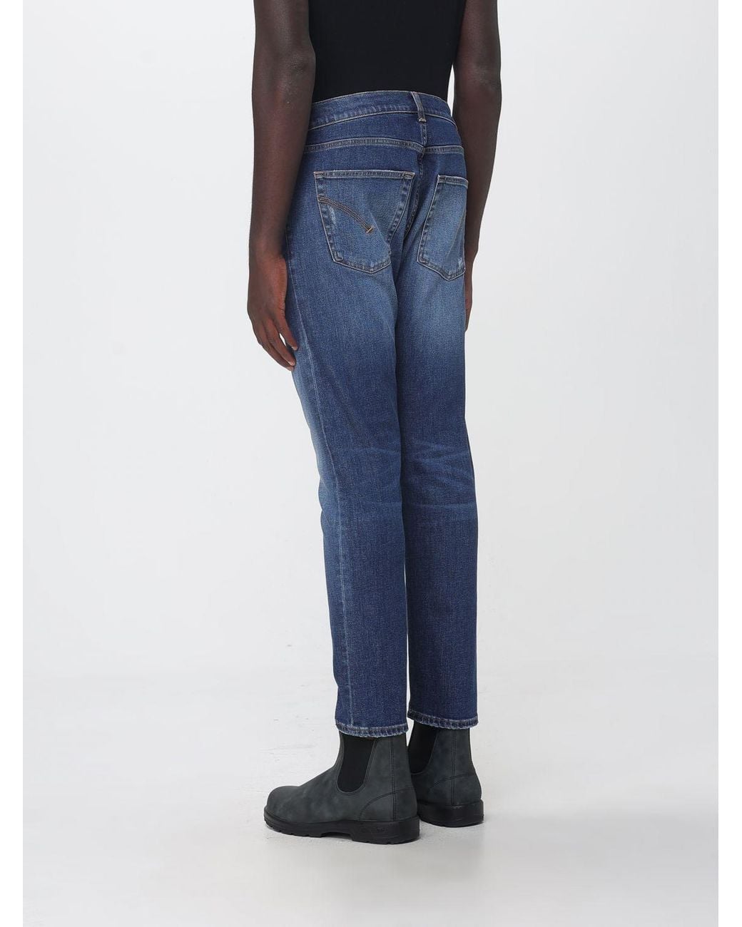 Dondup Blue Faded-Detail Denim Trousers for men