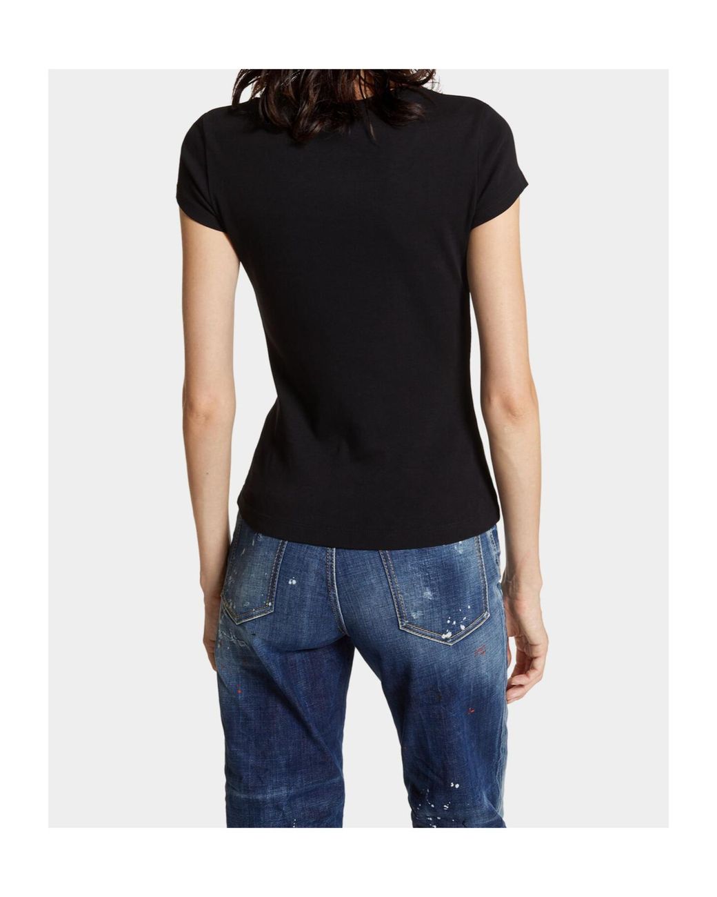 DSquared² Black Leaf Logo Plaque Crewneck T-Shirt