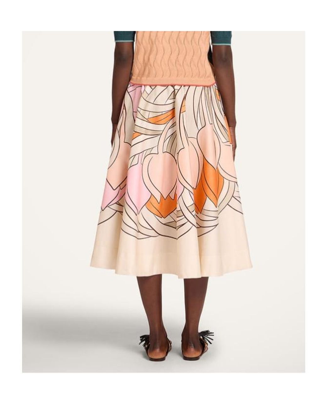 LaDoubleJ Red Balerina Floral-Print Midi Skirt