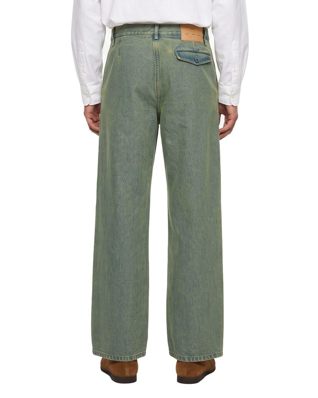 Song For The Mute Green Logo Patch Straight-Leg Jeans for men