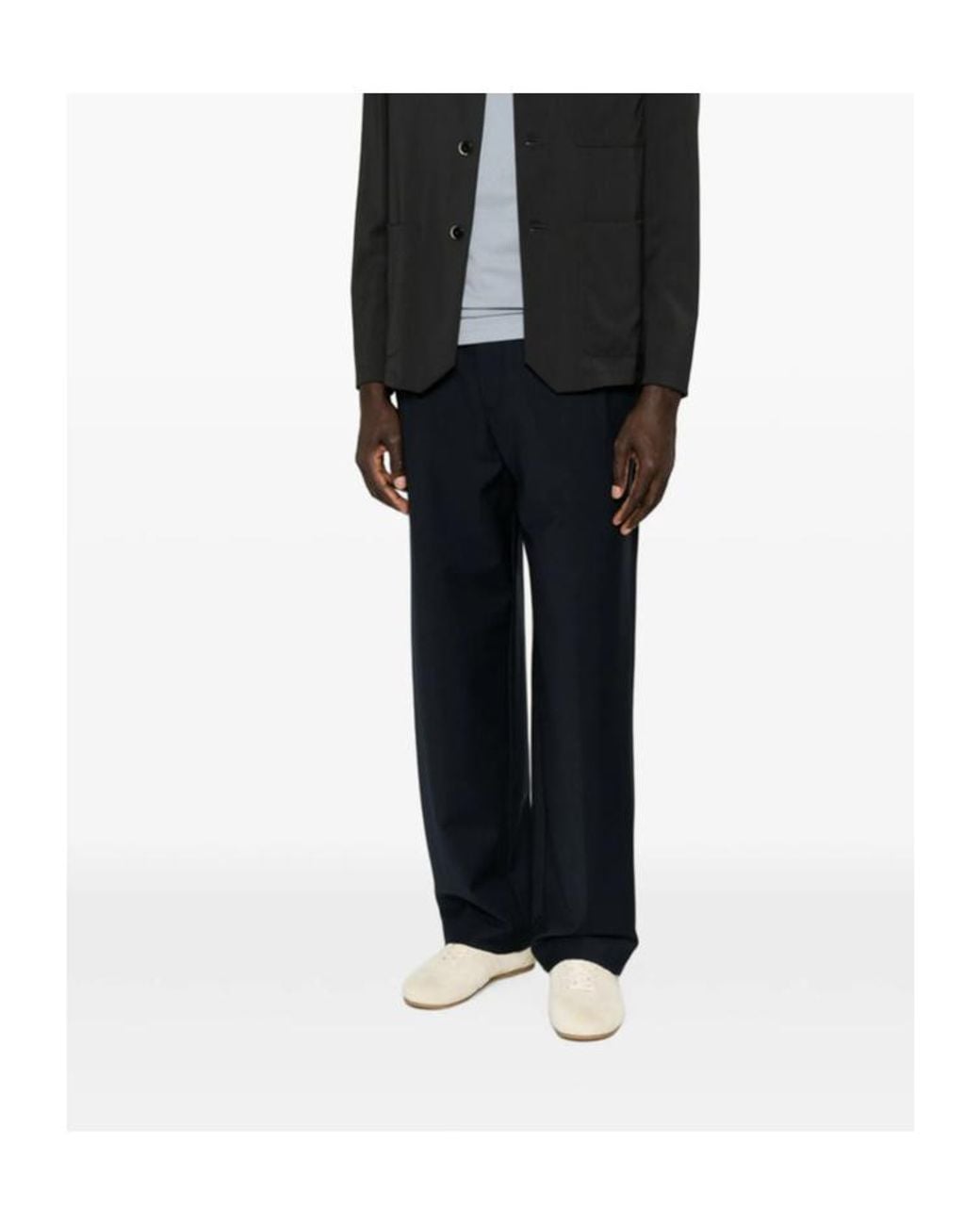 Myths Black Pleated-Front Wide-Leg Trousers for men