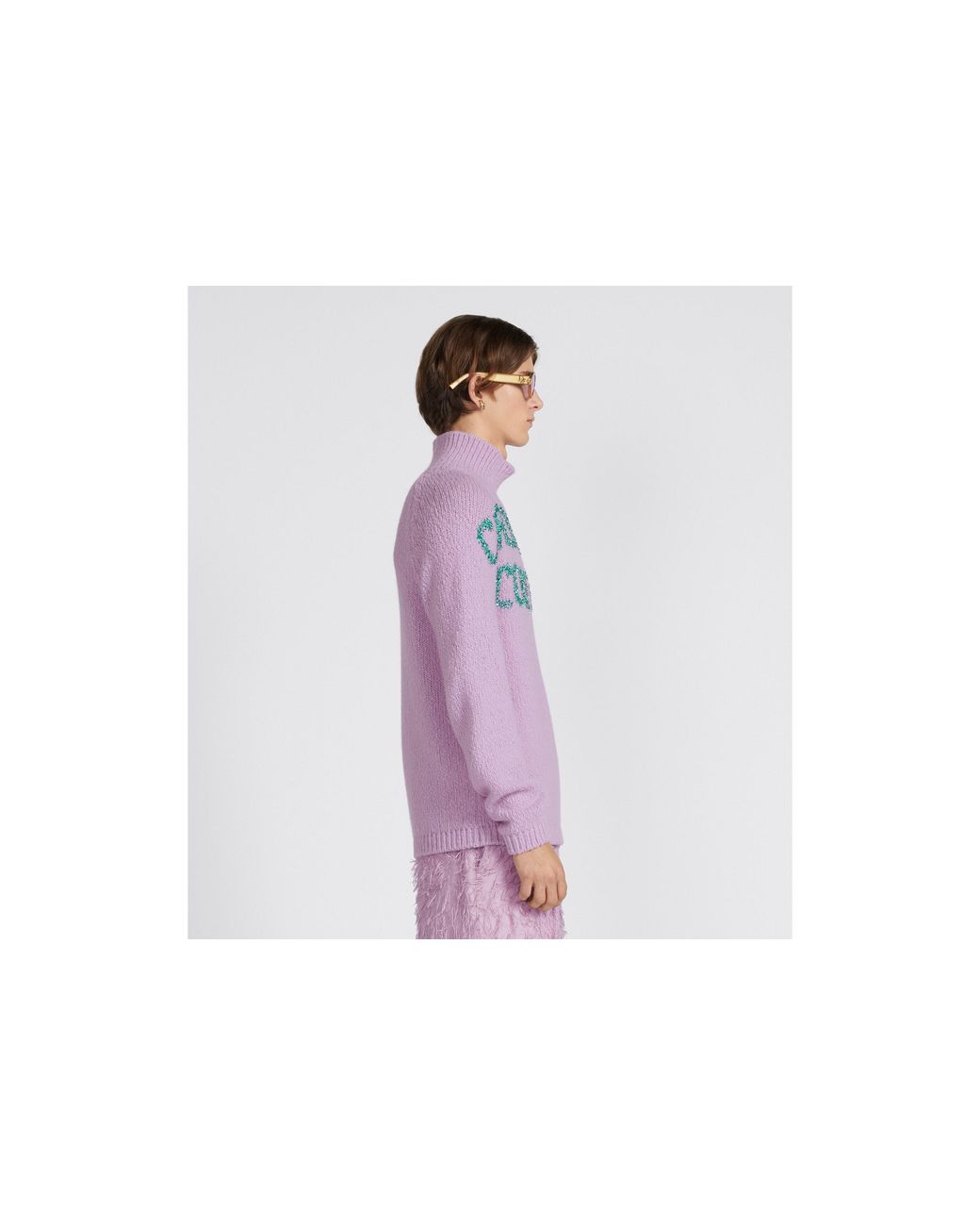 Dior Pink Homme Logo Intarsia-Knit Jumper for men