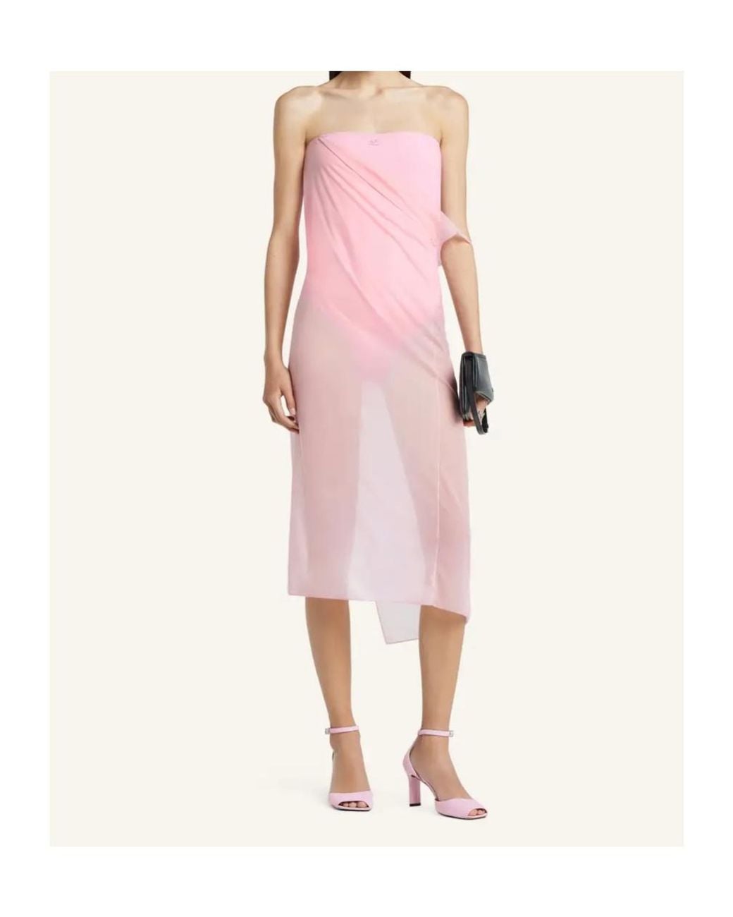 Courreges Pink Courrèges Draped Jersey Bustier Dress