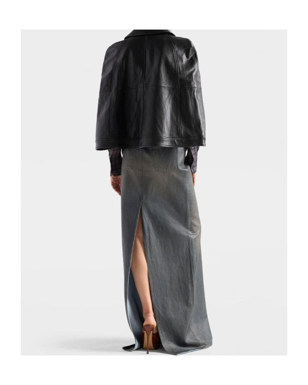 7 For All Mankind Gray Coated Denim Skirt