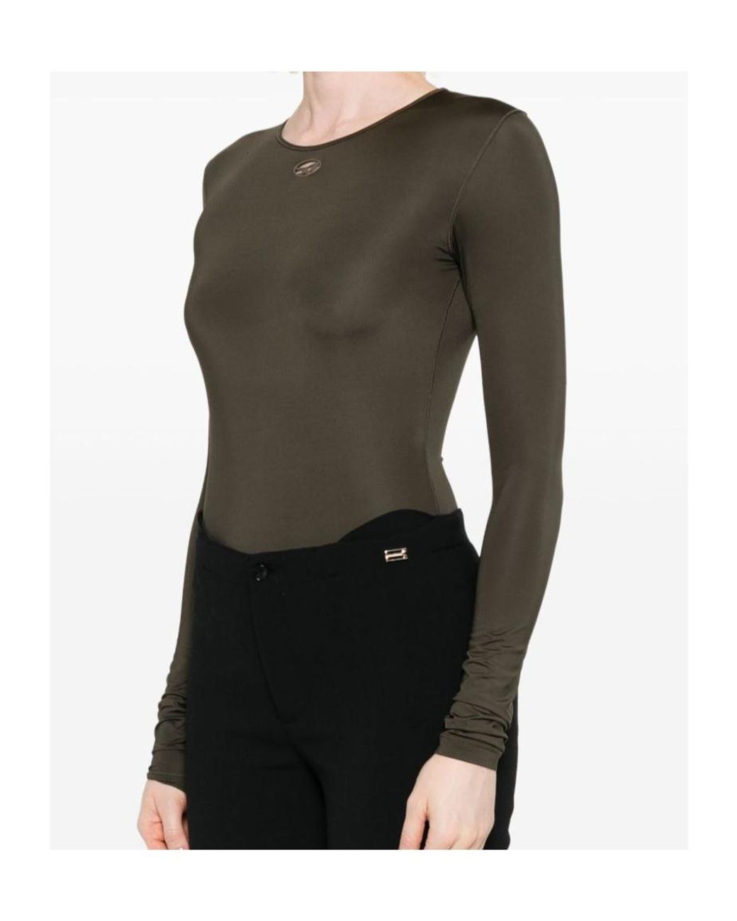 DIESEL Green Oval D Cut Out Logo Bodysuit