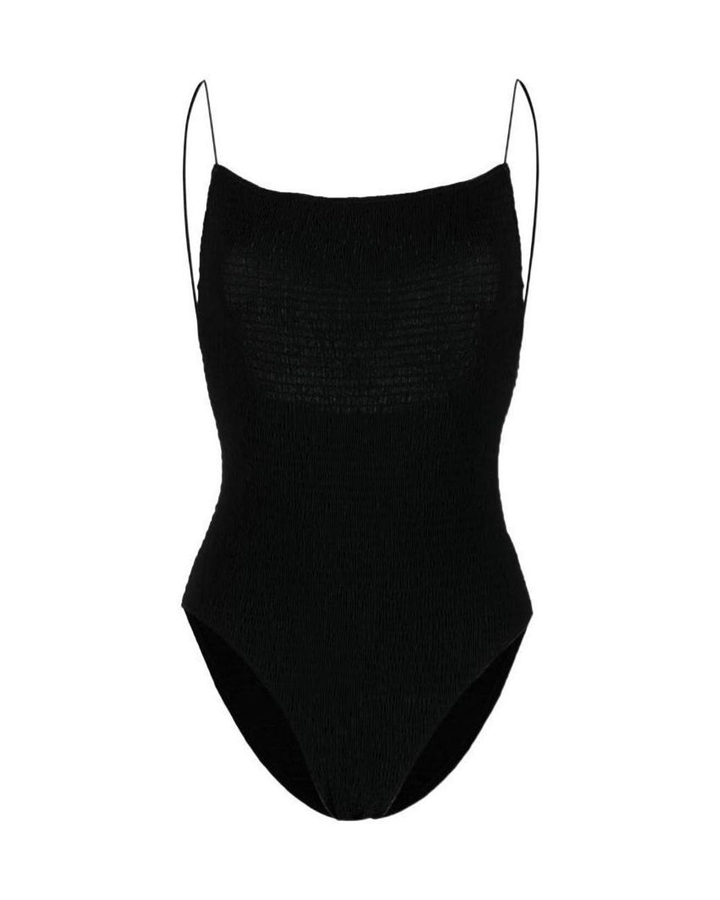 Totême Black Square-Neck Ruched One-Piece