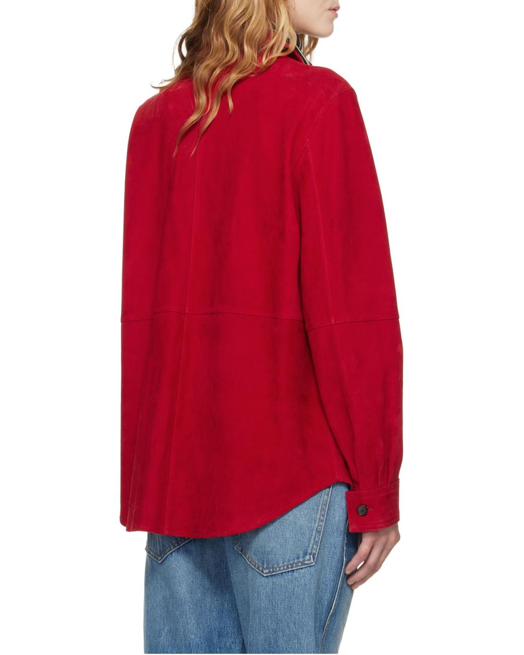 Totême  Red Buttoned Suede Overshirt