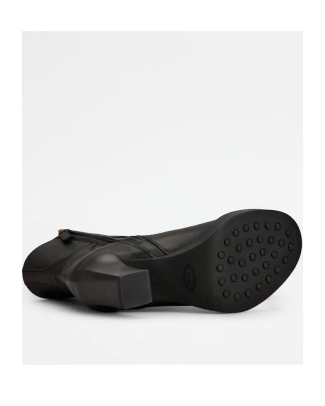 Tod's Black Buckle-Strap Block Heel Ankle Boots