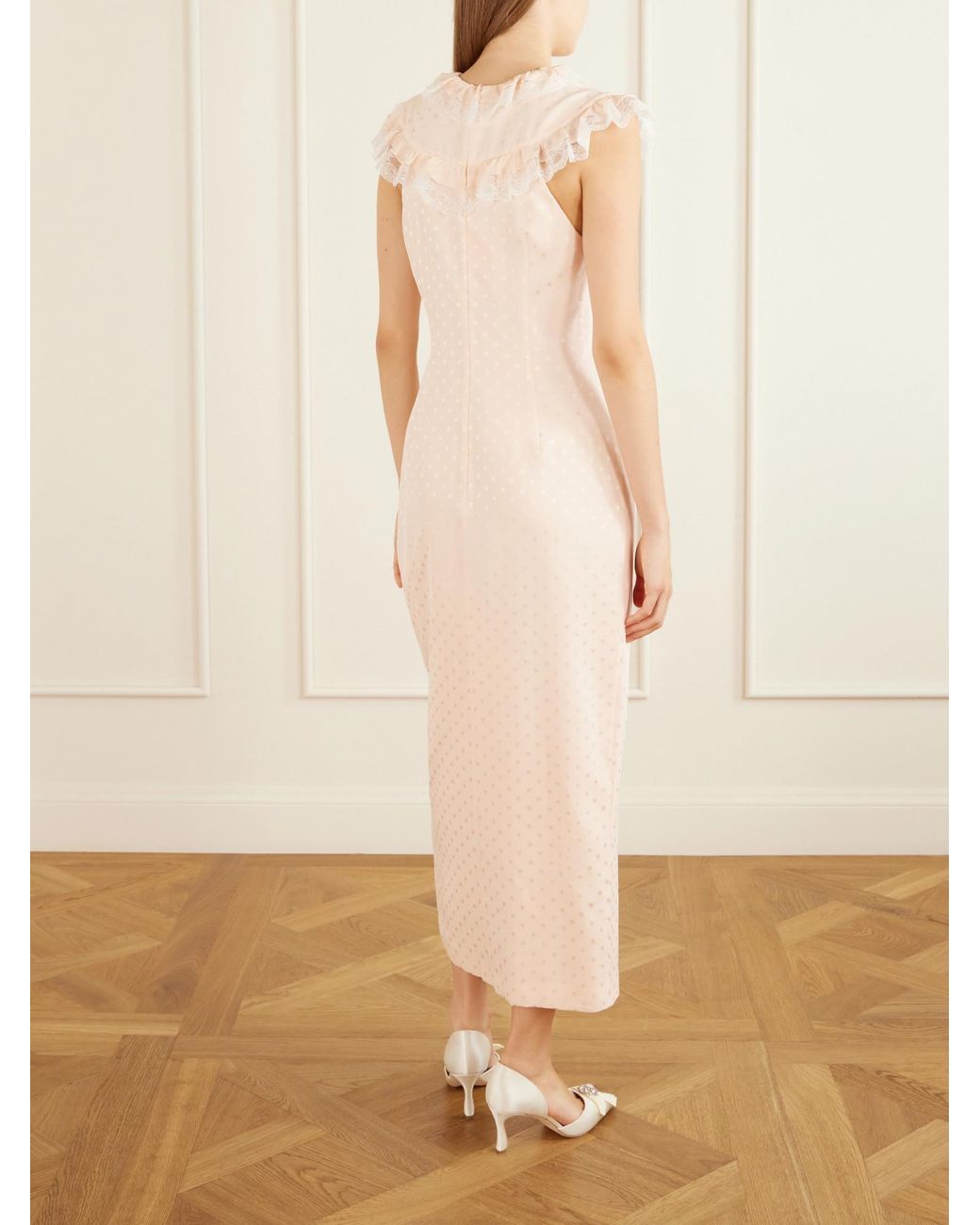 Alessandra Rich White Silk-Jacquard Midi Dress