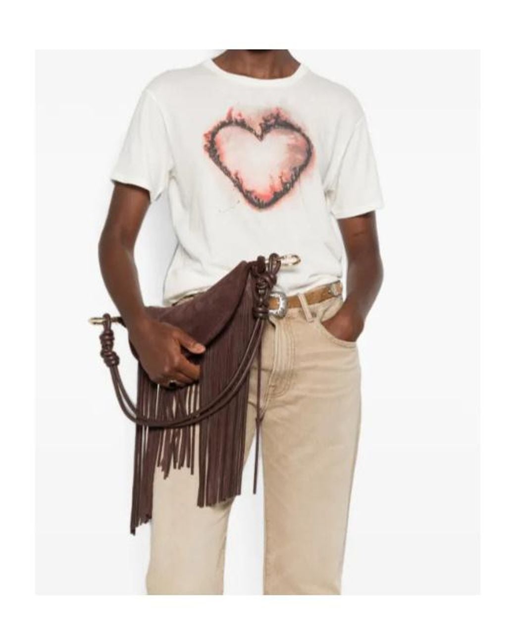 R13 White Heart-Print T-Shirt for men