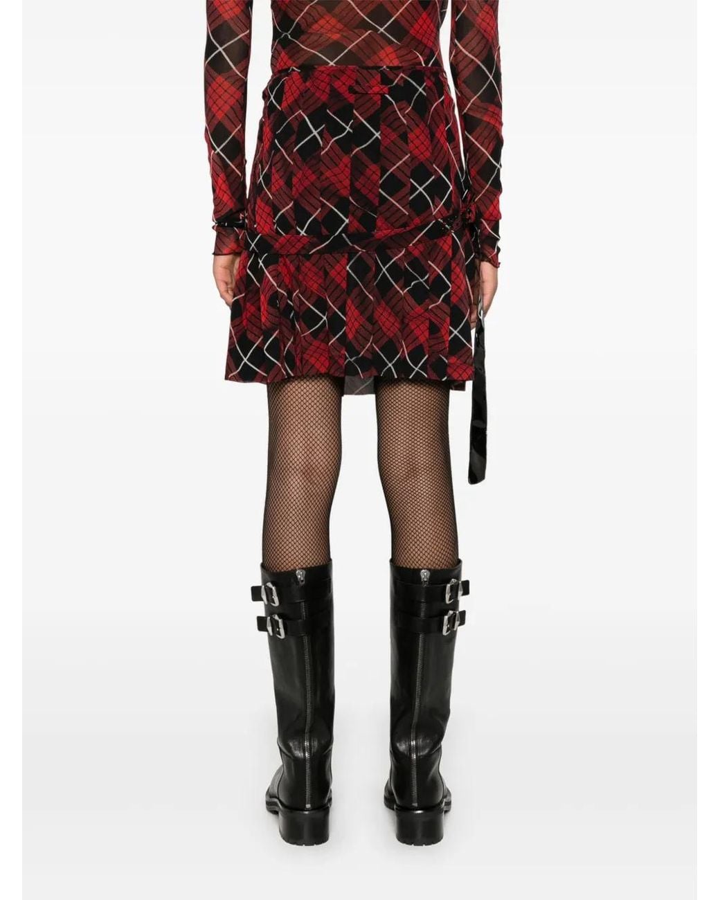 Jean Paul Gaultier Red Plaid-Check Mini Skirt