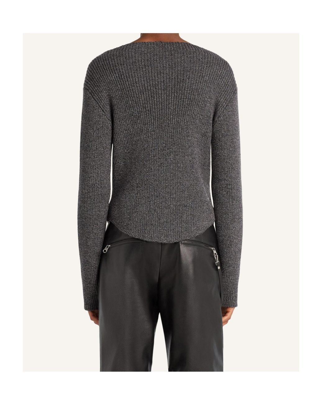 Courreges Gray Ribbed-Knit Sweater for men