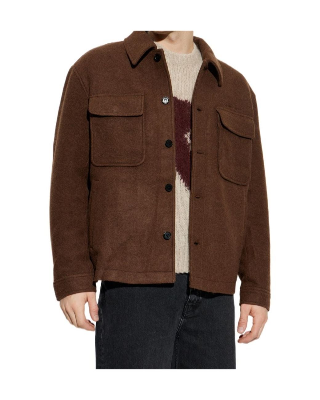 AllSaints Brown Cayson Patch-Pocket Jacket for men